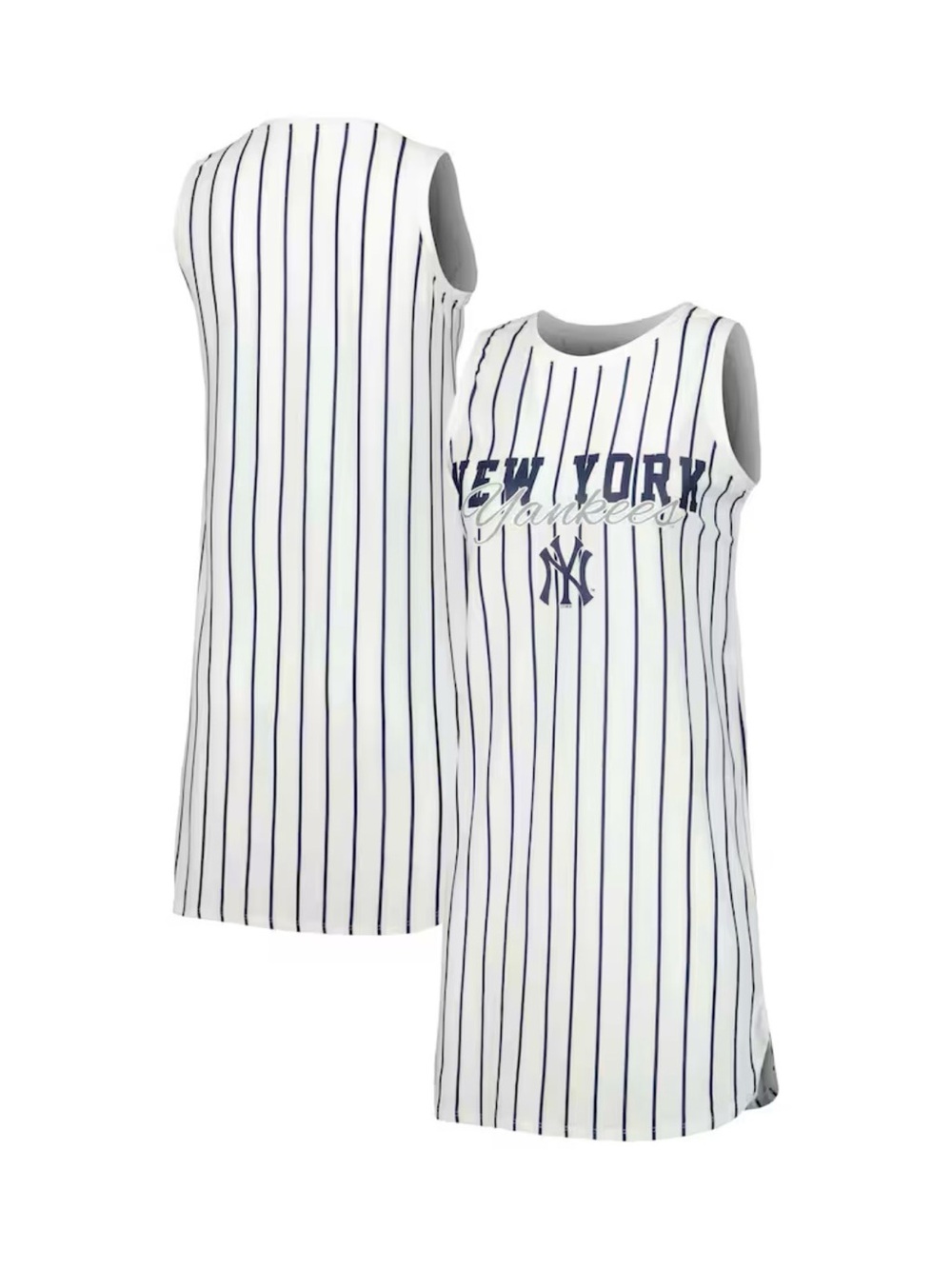Concept Sport Women's New York Yankees Pinstripe Knit Sleeveless Nightshirt Sz L